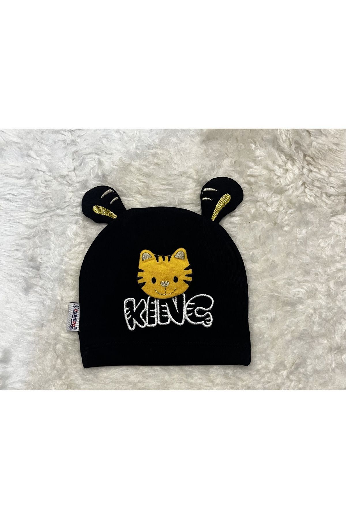 anne dokunuşu gibi KUZUM BEBE Siyah Mavi 2'li Aslan Figürlü Kız Erkek Bebek Çocuk Penye Şapka Bere fotoğrafı 3 (önizleme)