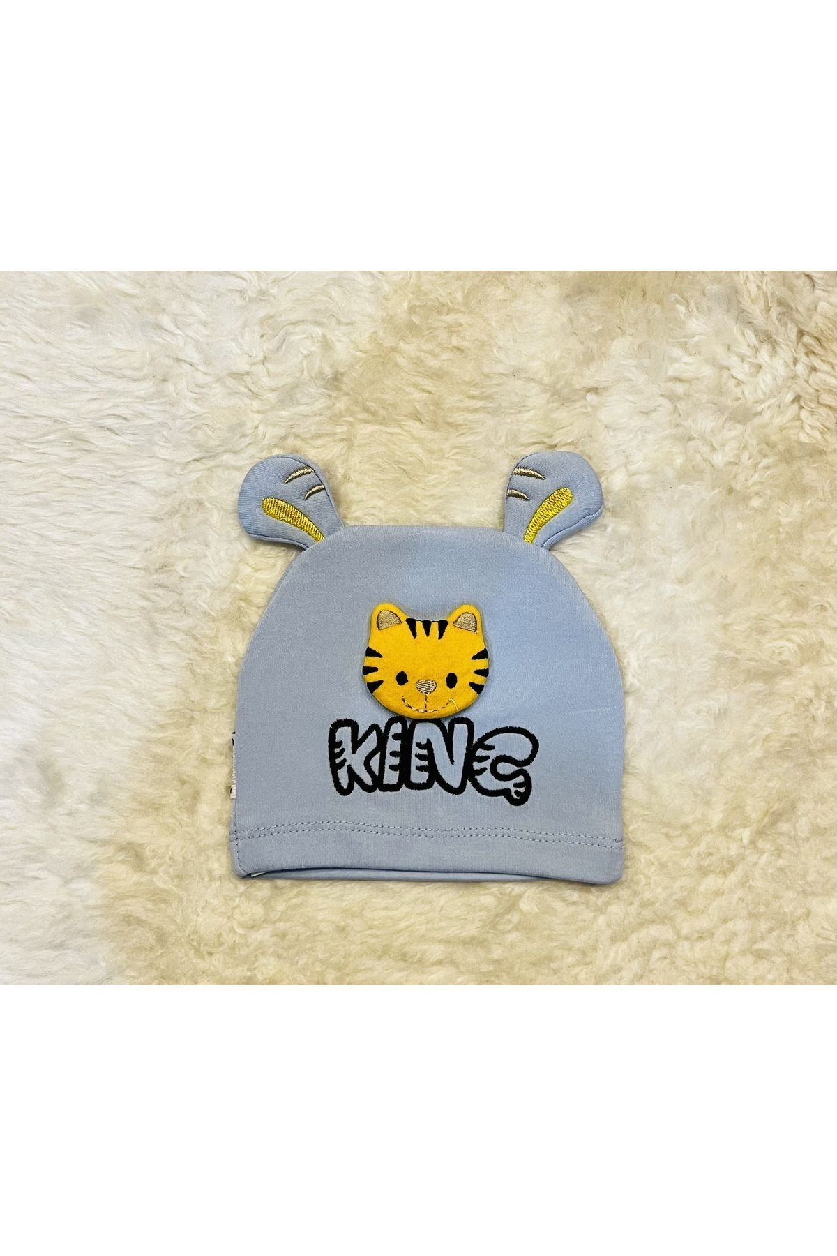 anne dokunuşu gibi KUZUM BEBE Siyah Mavi 2'li Aslan Figürlü Kız Erkek Bebek Çocuk Penye Şapka Bere fotoğrafı 2 (önizleme)