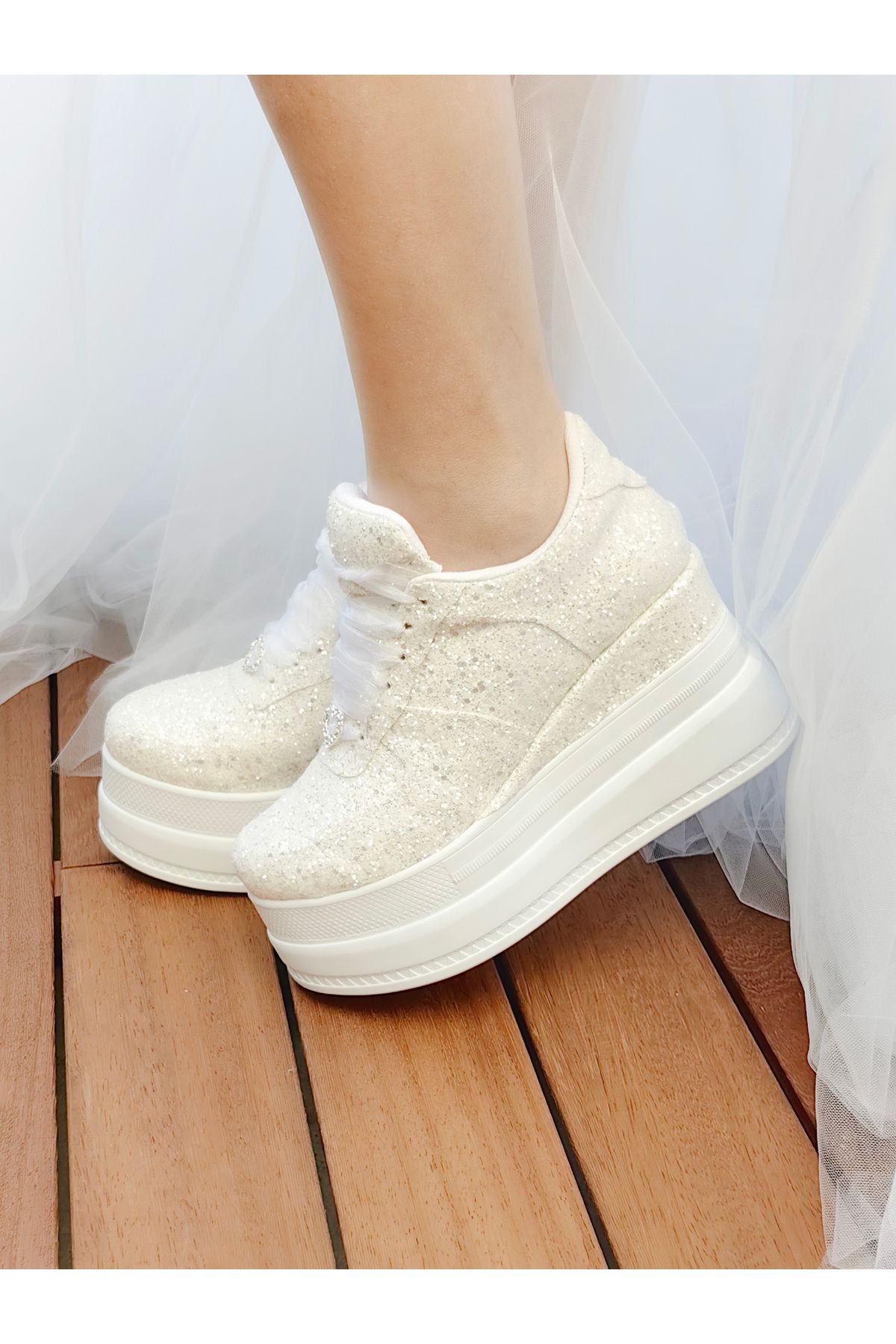 Ayakkabı Tutkusu Stilo Pantofi De Mireasă Cu Toc Cu Pană De 9 Cm - Alb Strălucitor, Design Confortabil Femeie - 39