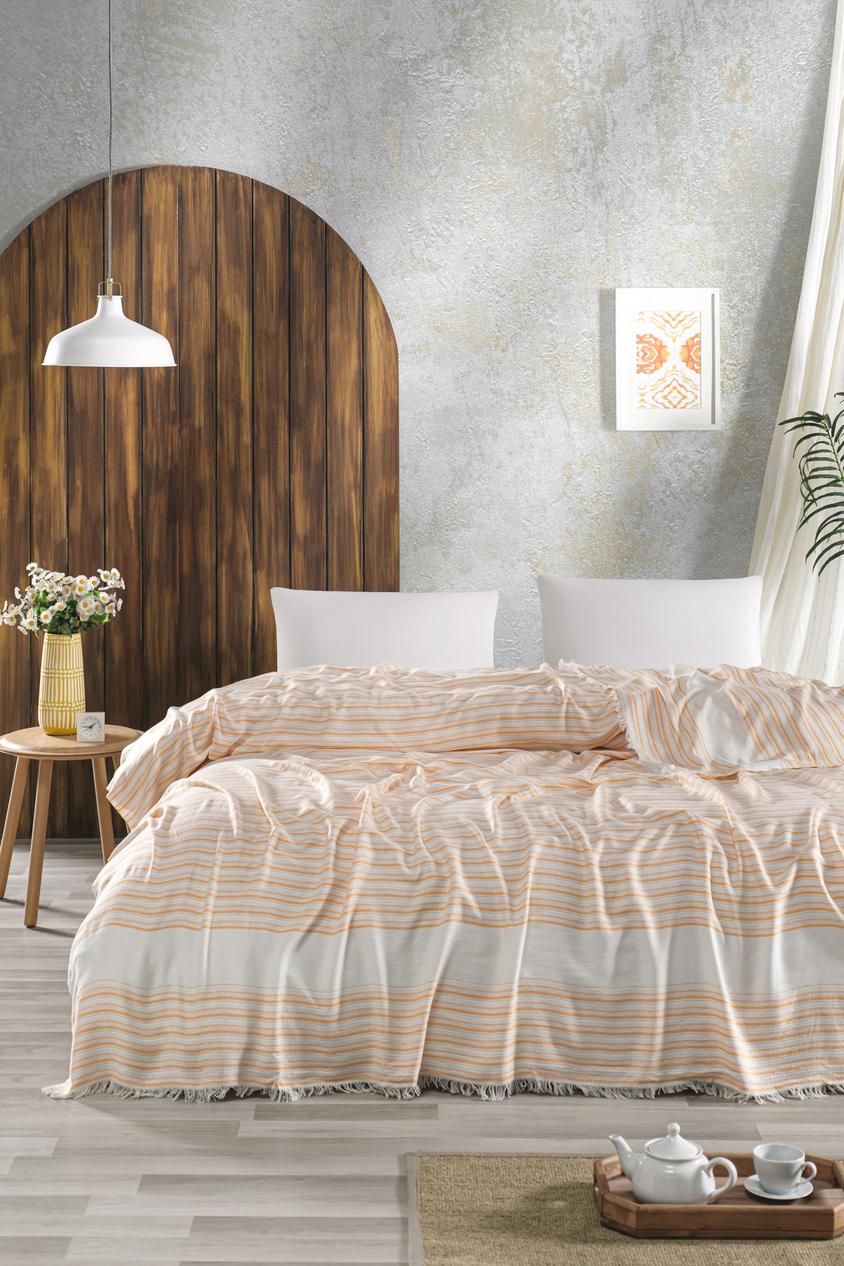 %100 Bambu Turuncu Çift Kişilik Pike 240x260