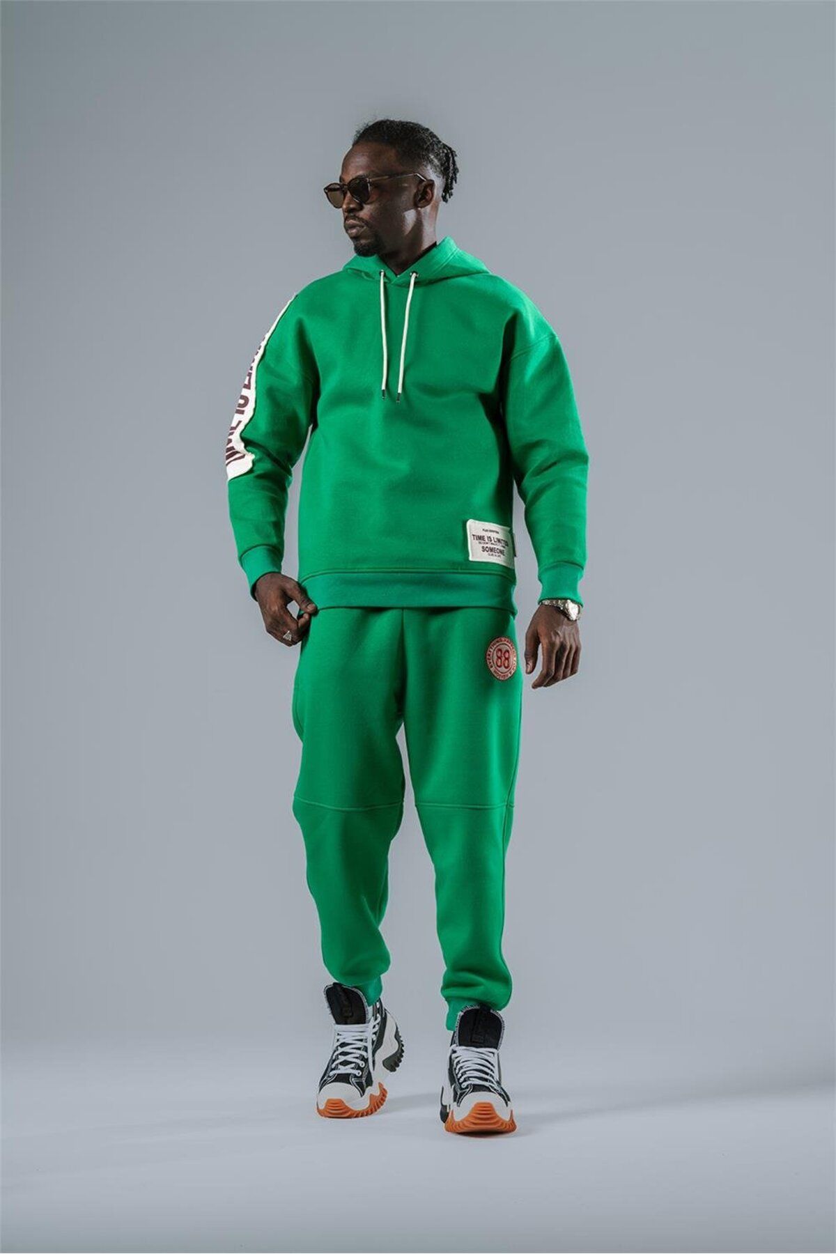 go gang own Time Green Raised Hoodie Trendyol