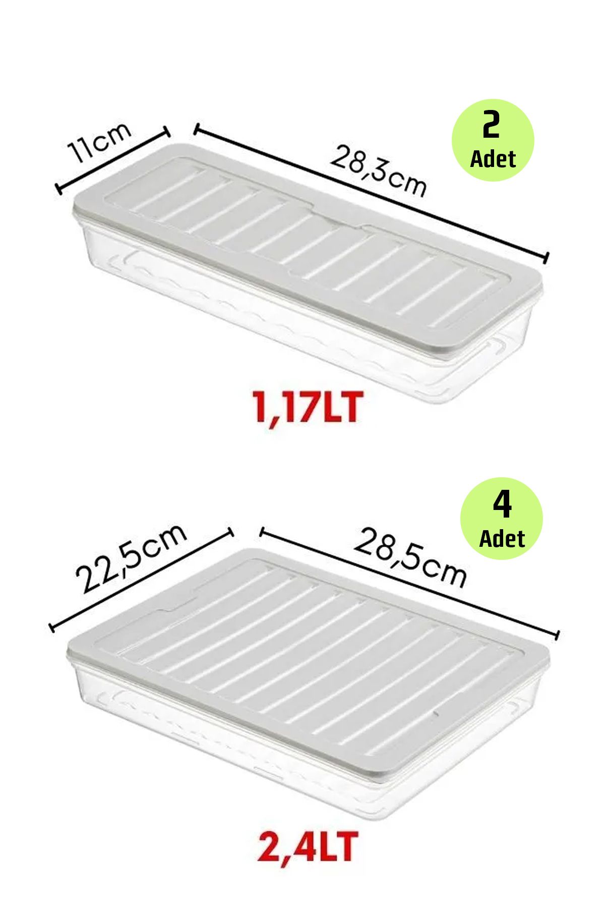 FİTHOME-Deep Freezer and Refrigerator Organizer Set of 6 Airtight Storage Containers 4X2400Ml 2X1170Ml 7
