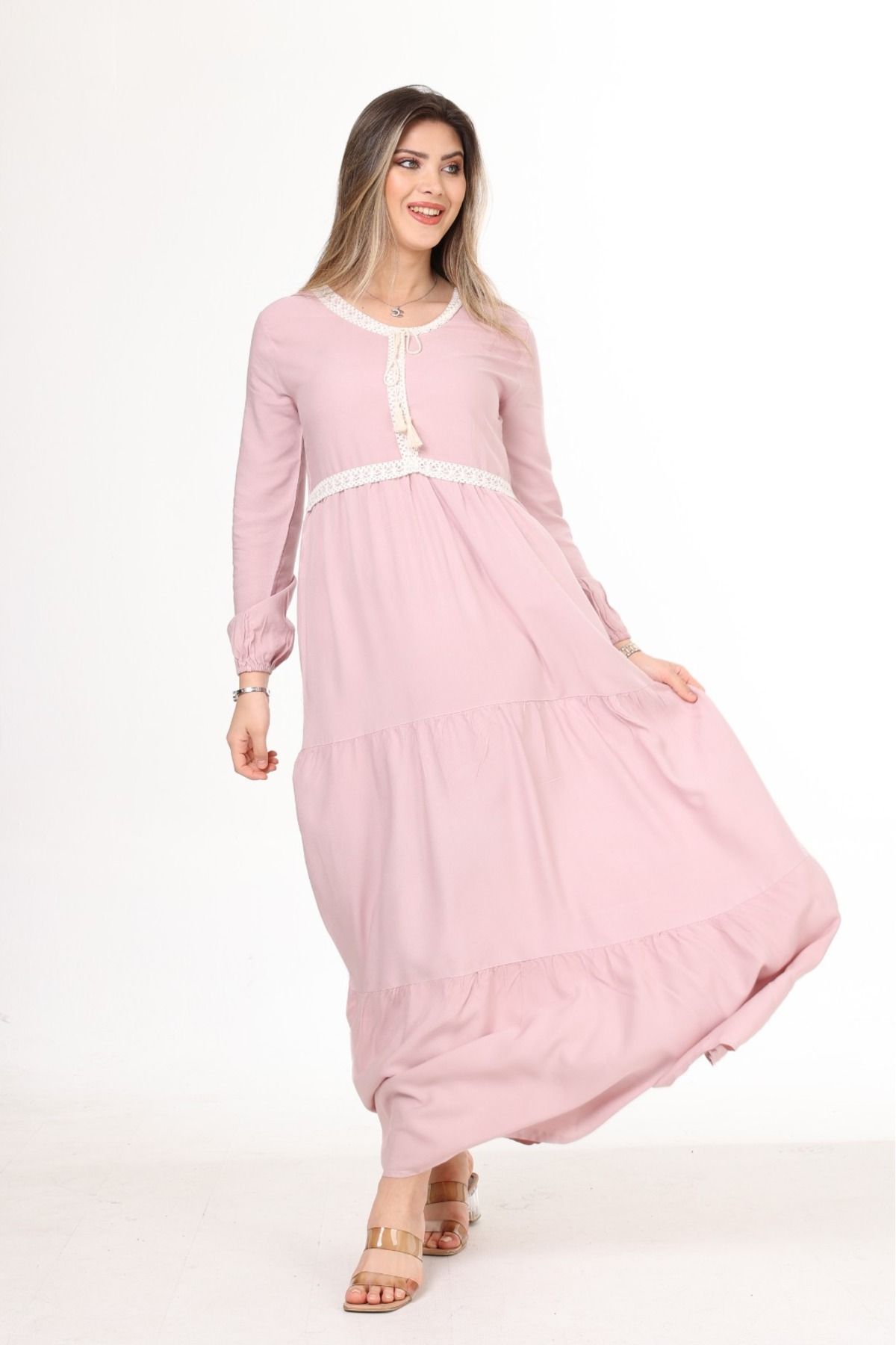 mervemoda-Rochie de vară pentru femei cu mânecă lungă 3