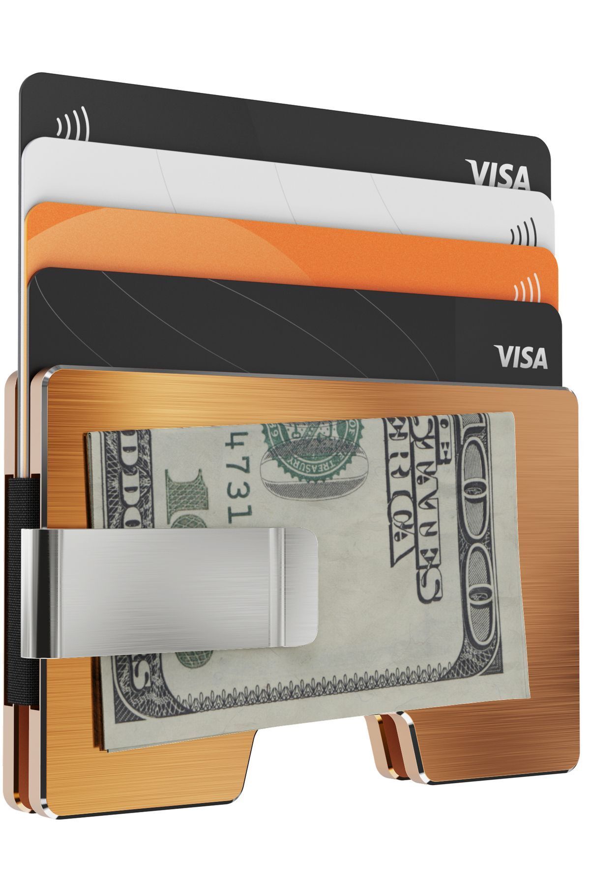کیف پول و جاکارتی فلزی نسل جدید با قابلیت RFID - مدل Cardx Detroit (طلایی) Louise Motto
