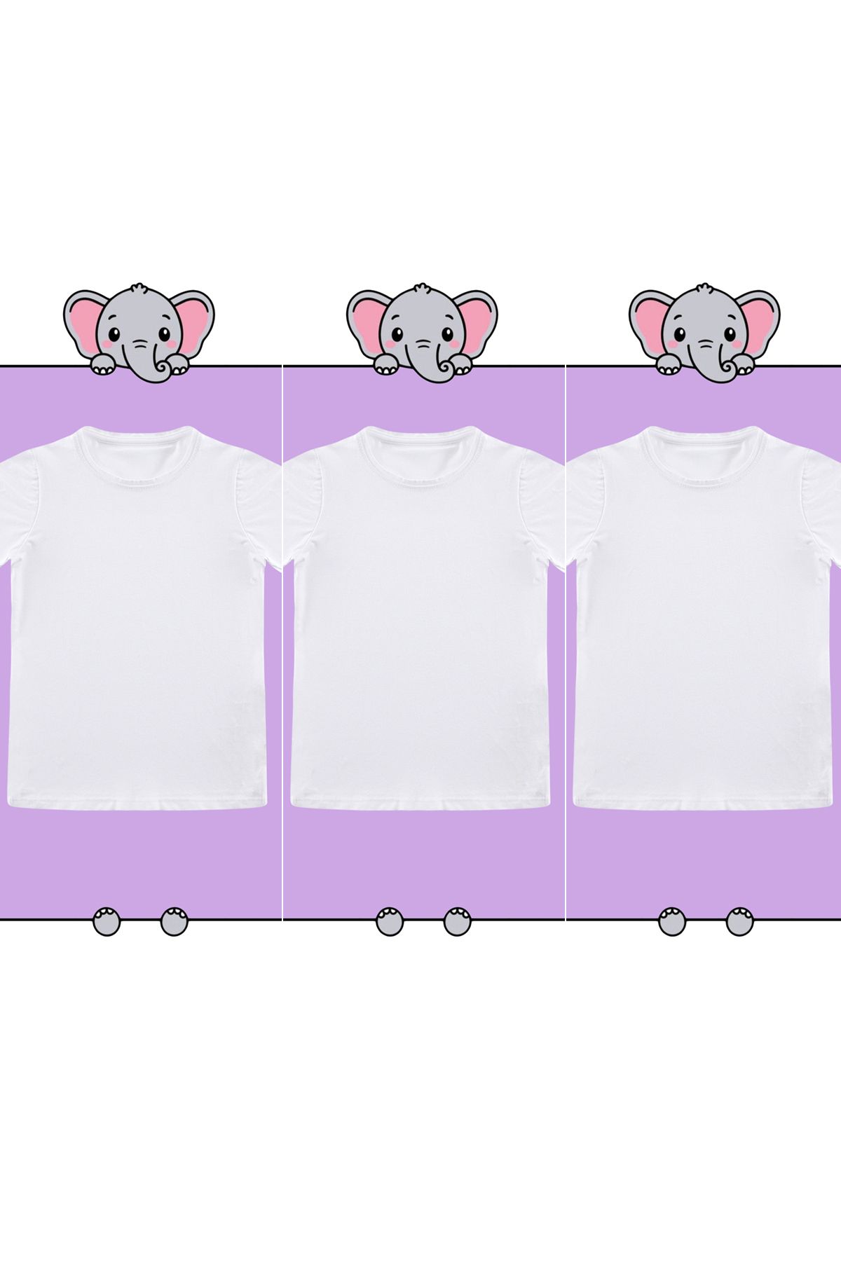 TRENDYOLKIDS-Комплект унисекс бяла памучна тениска с къс ръкав от 3 части - TKDSS24TS00019 3