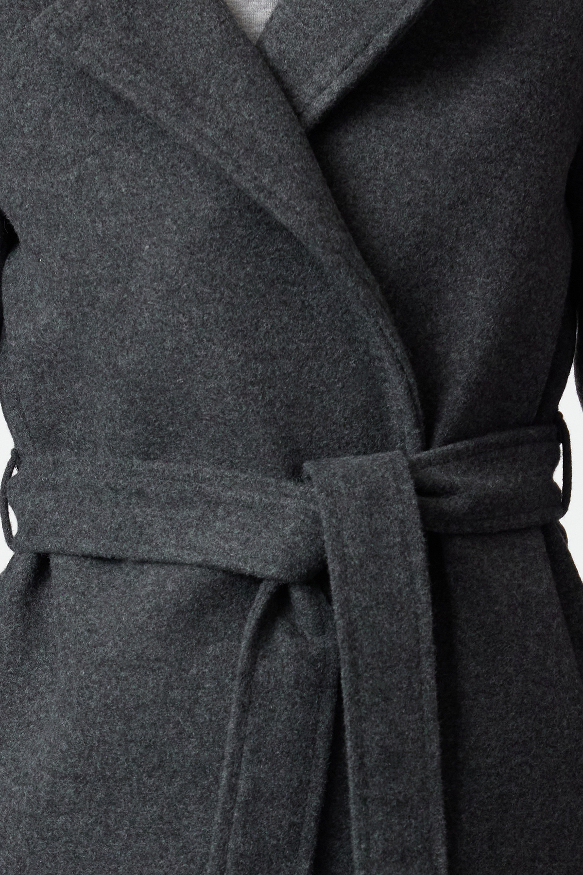 Trendyol Collection Długi wełniany płaszcz Stamp w kolorze antracytowym – z paskiem, TWOAW20KB0033