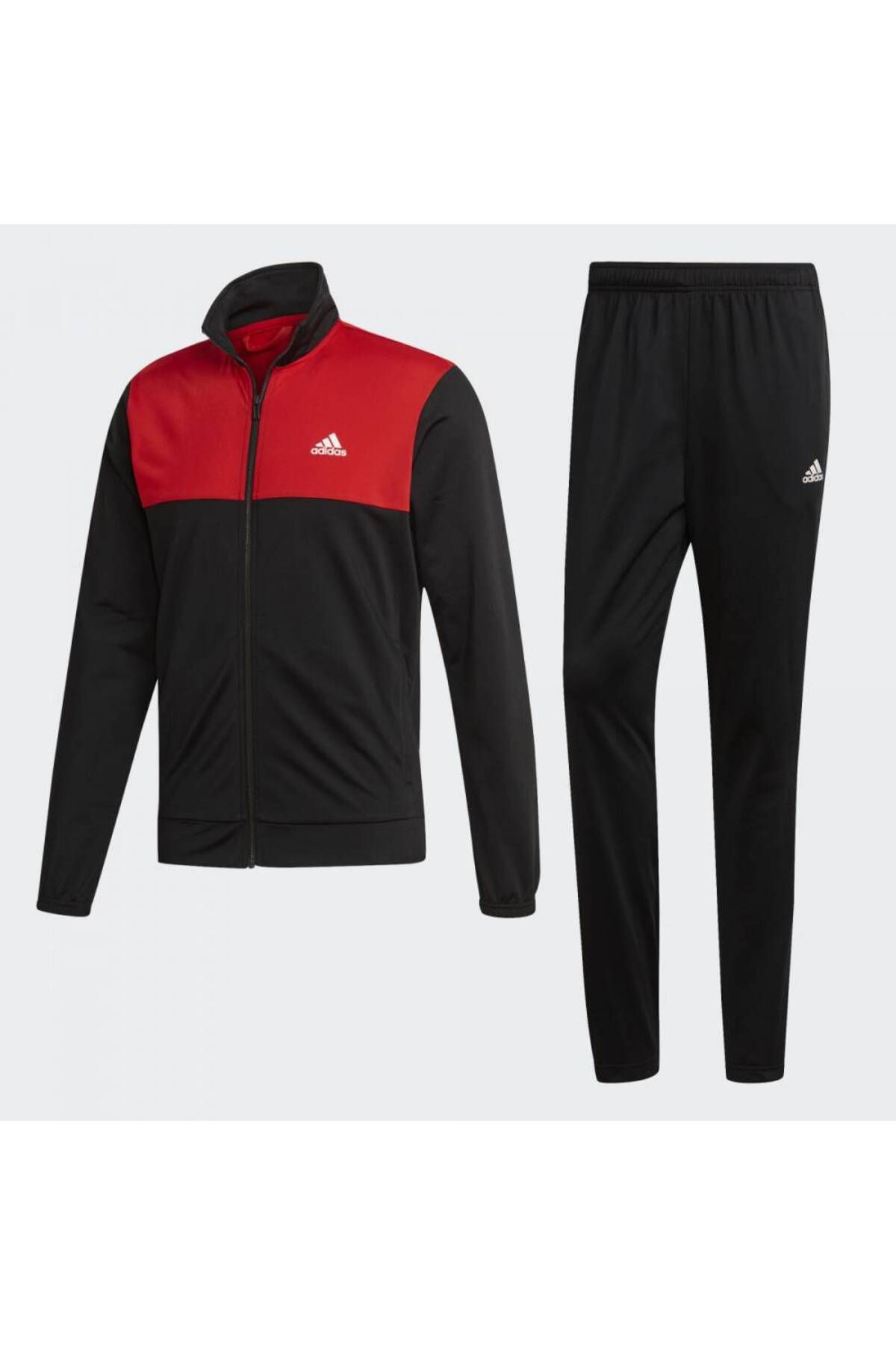 adidas-Cy2308 Back2basic Ts Tracksuit Set Black Red 3