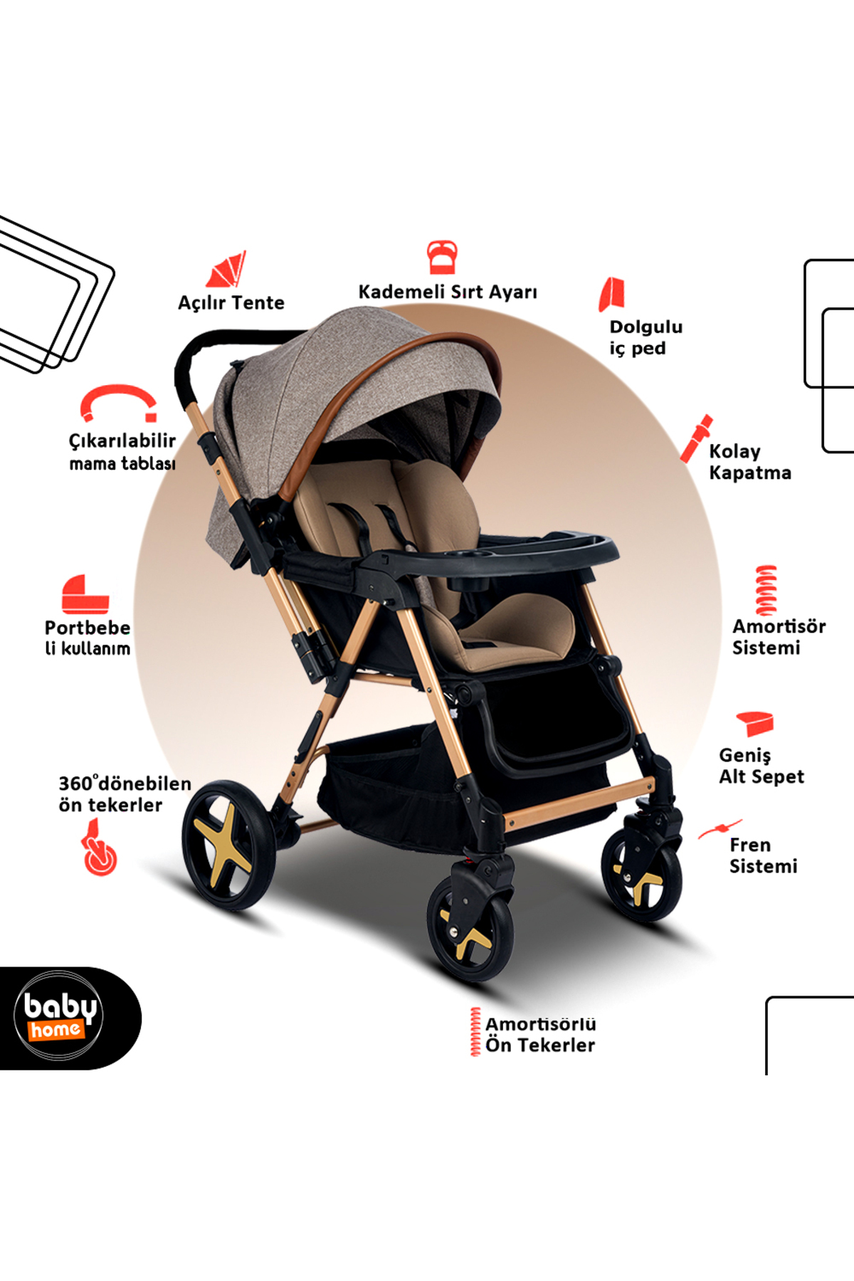 Baby Home 810 Xti Çift Yönlü Bebek Arabası fotoğrafı 3 (önizleme)