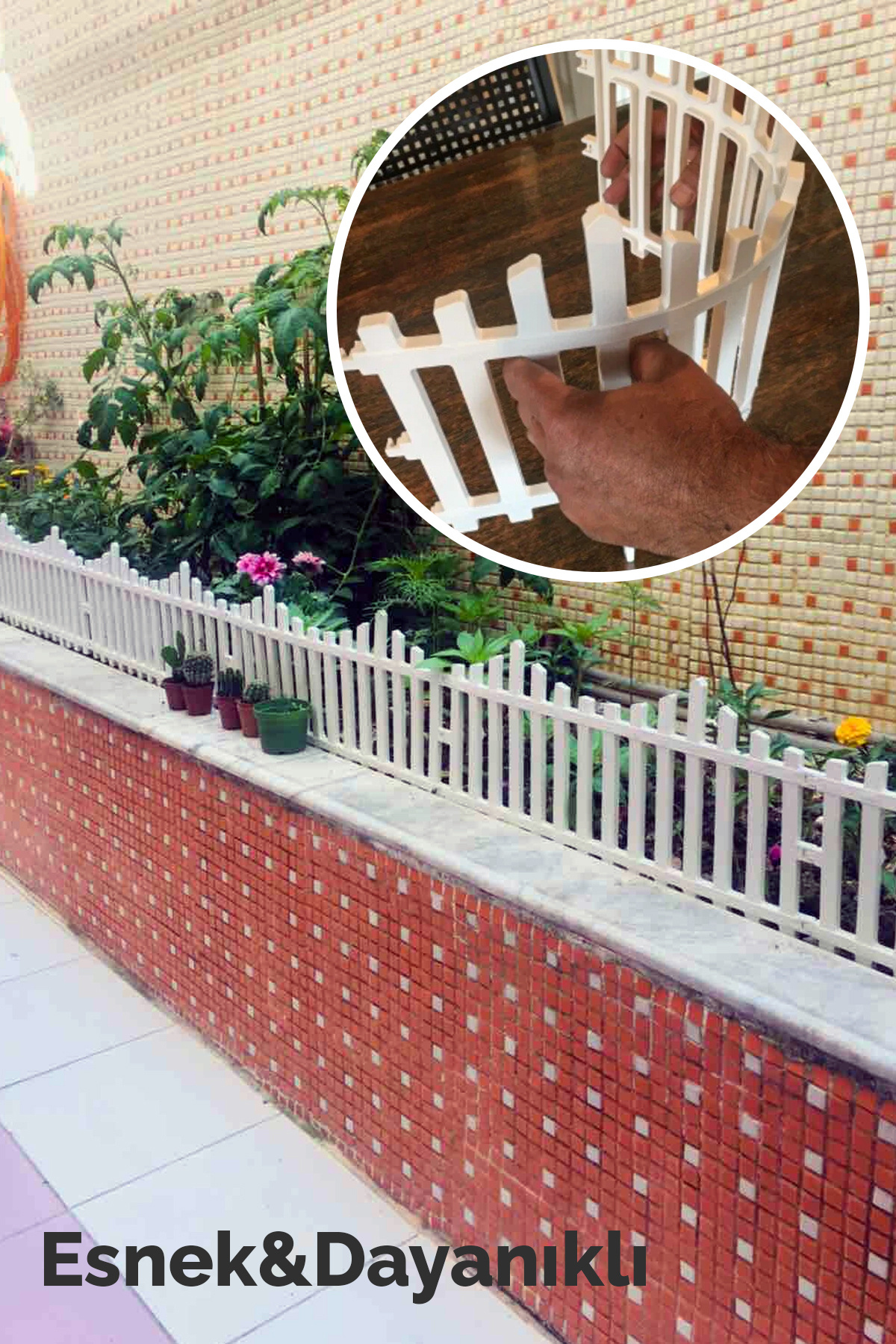 Dekoratif Bahçe Çiti Bordür Plastik Çit 59 Cm Peyzaj Çiçek Koruma Panel Beyaz 14'li (8.26 Mt) 3