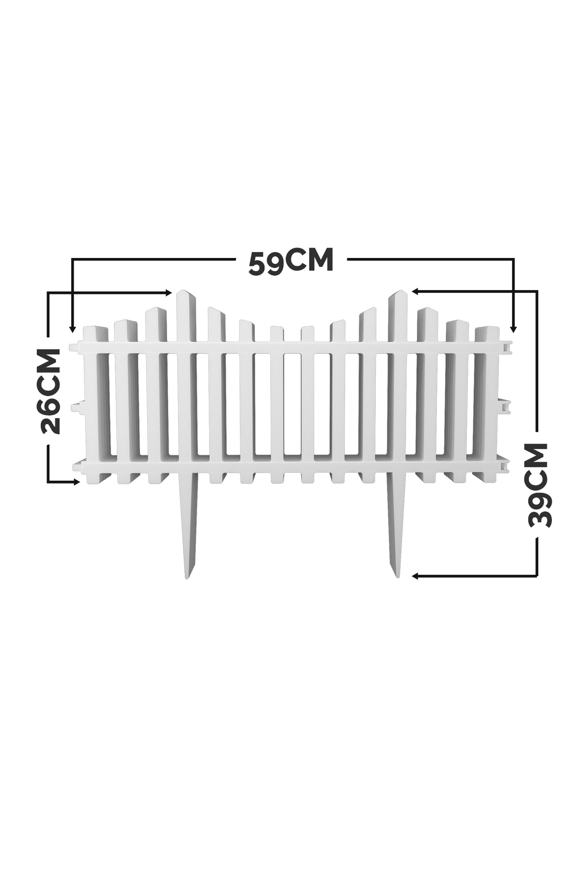 Dekoratif Bahçe Çiti Bordür Plastik Çit 59 Cm Peyzaj Çiçek Koruma Panel Beyaz 14'li (8.26 Mt) 4