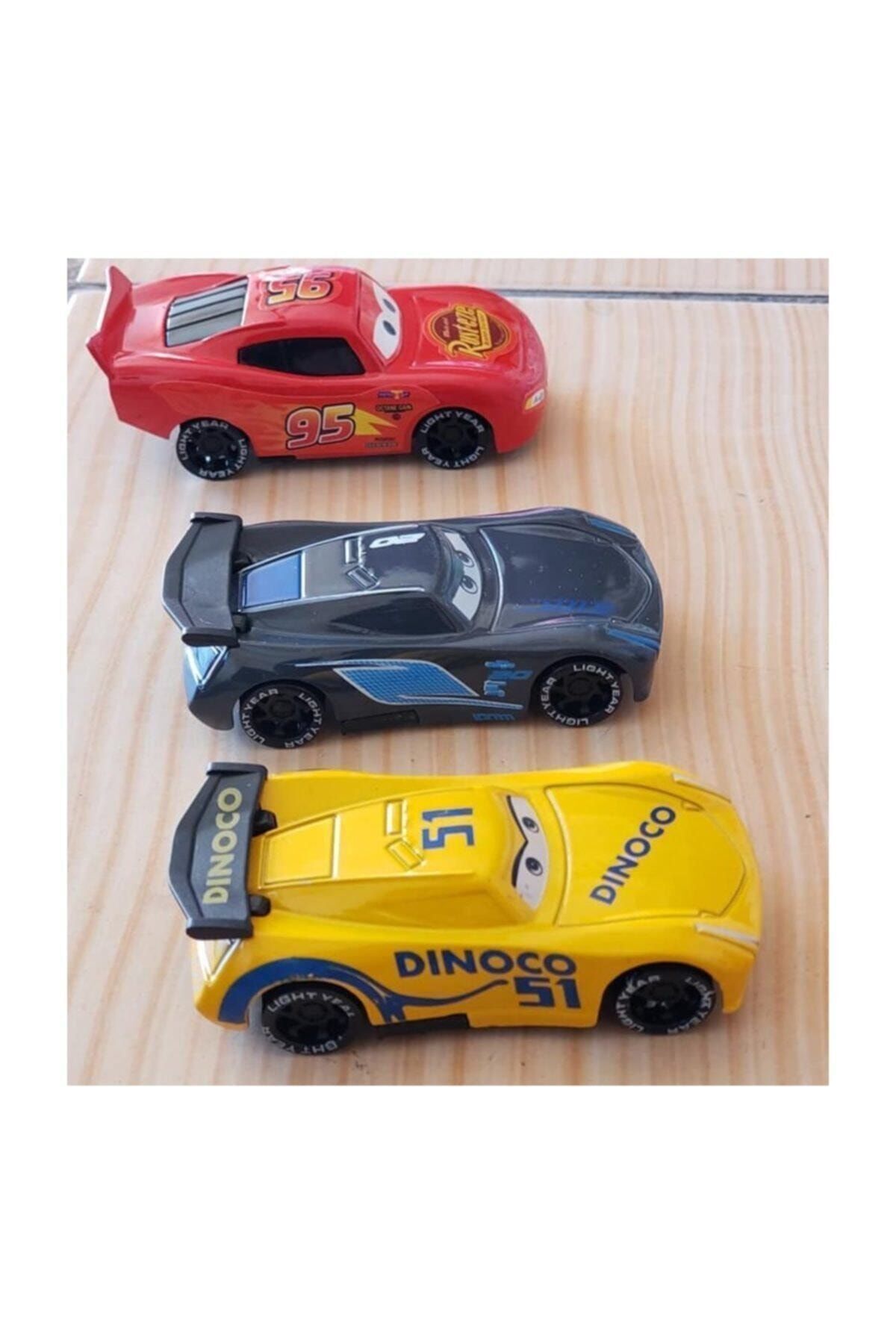 Can Ali Toys Özel 3 Lü Set Cars Şimşek Mcqueen Jackson Storm Dinoco Metal Çek Bırak Araba fotoğrafı 2 (önizleme)