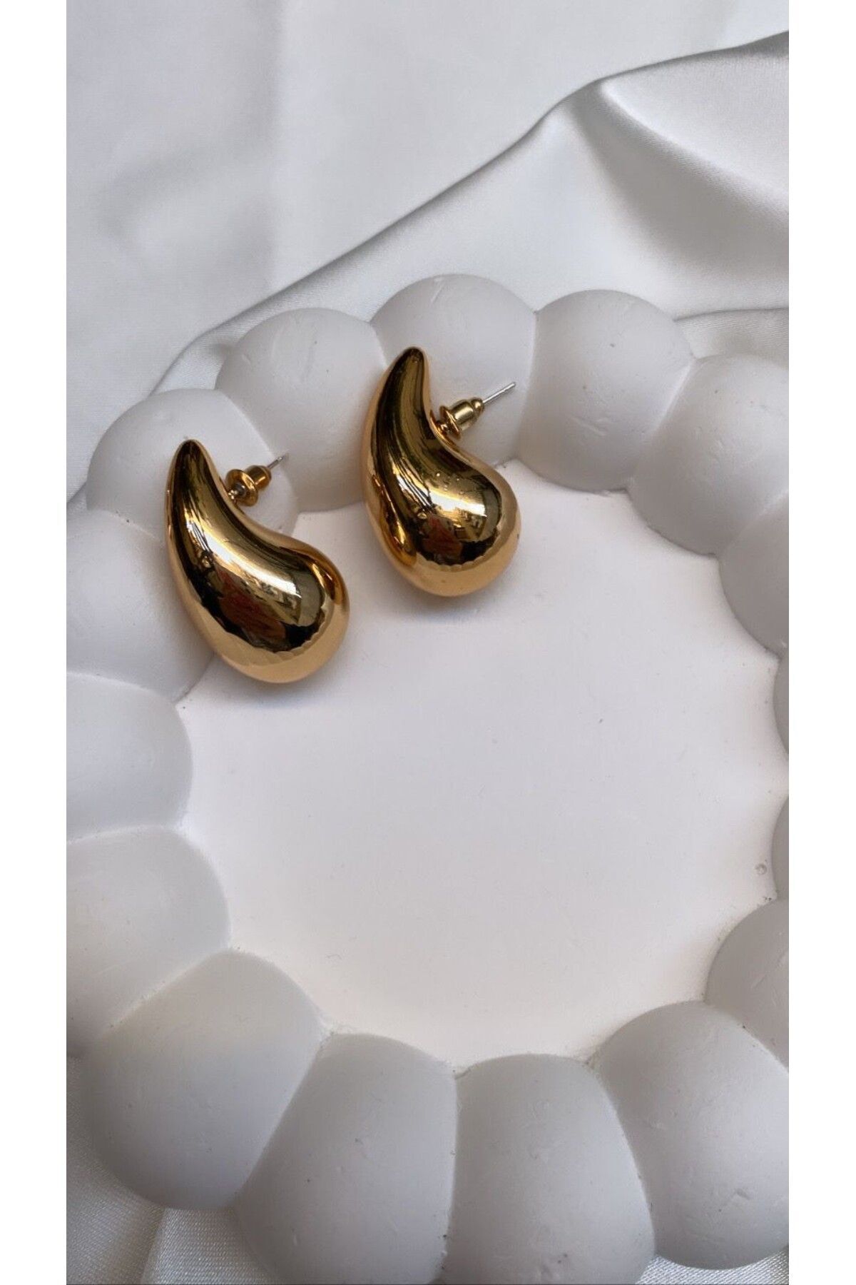 Accessories Göz Yaşı Damla Gold Renk Küpe Büyük Boy