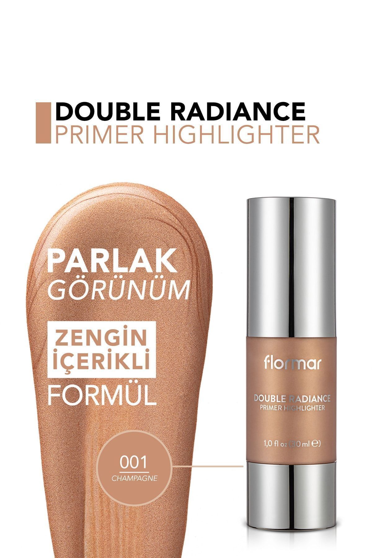 Flormar-RADIANT MAKE-UP BASE (CHAMPAGNE) - DOUBLE RADIANCE - 001 CHAMPAGNE 4