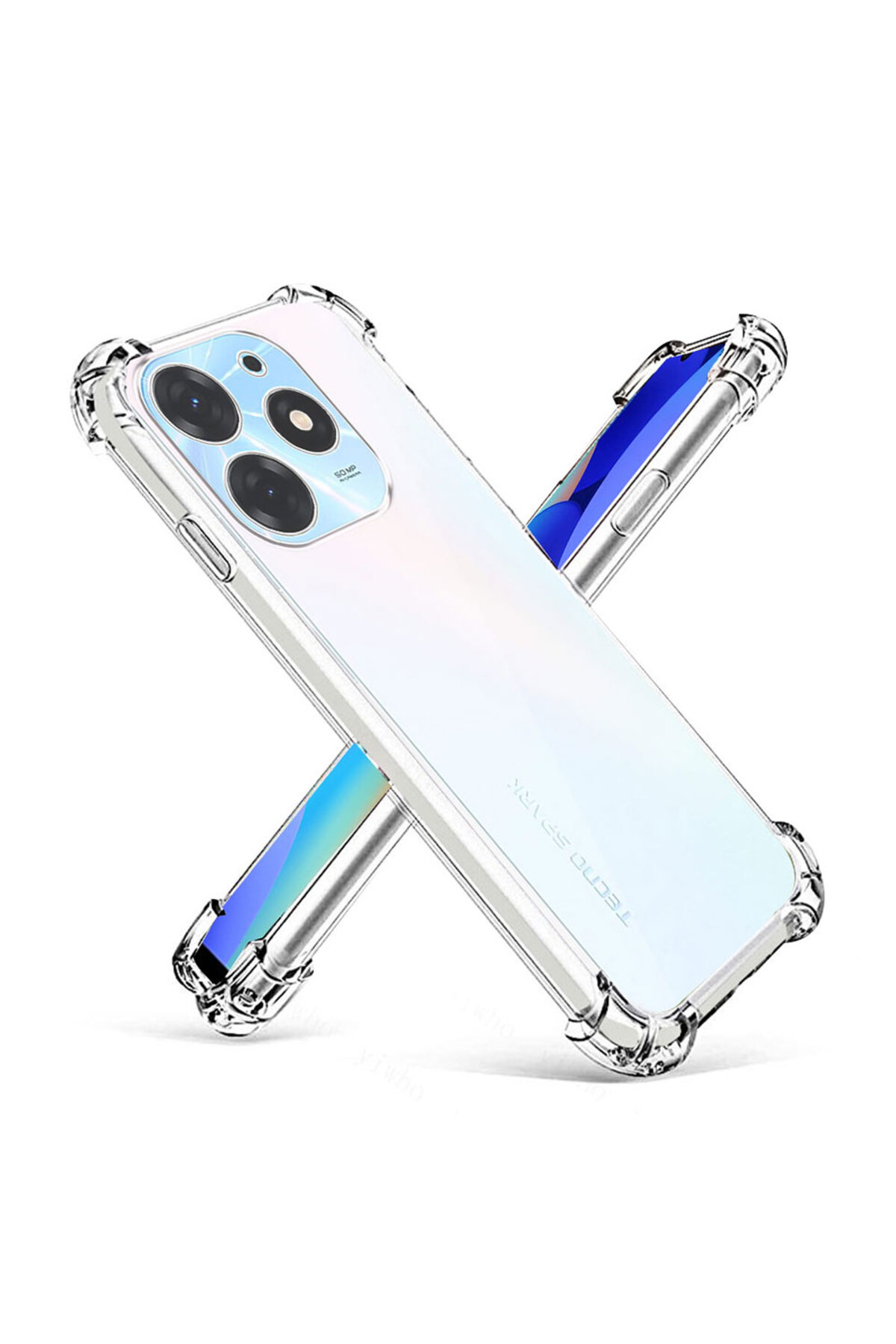 Tecno Spark 10 Pro Kapak Kamera Korumalı Airbag Antishock Köşe Korumalı Şeffaf Silikon Kılıf