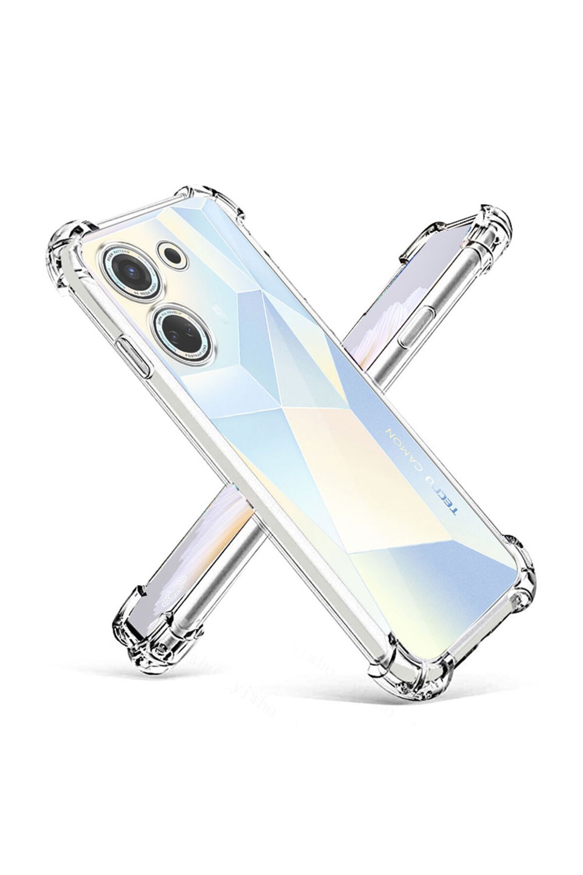 Tecno Camon 20 Kapak Kamera Korumalı Airbag Antishock Köşe Korumalı Şeffaf Silikon Kılıf