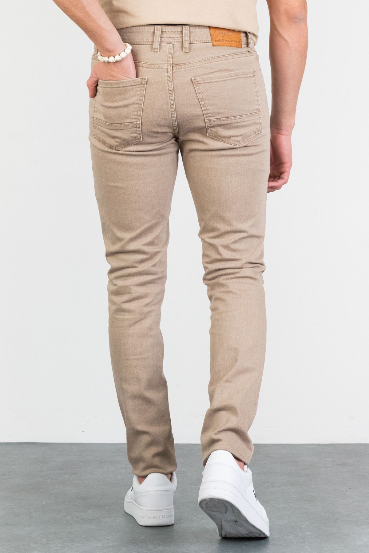 HALAT S Erkek Jeff Bej Ta lamal Slim Fit Likral Jean Kot Pantolon Fiyat Yorumlar Trendyol