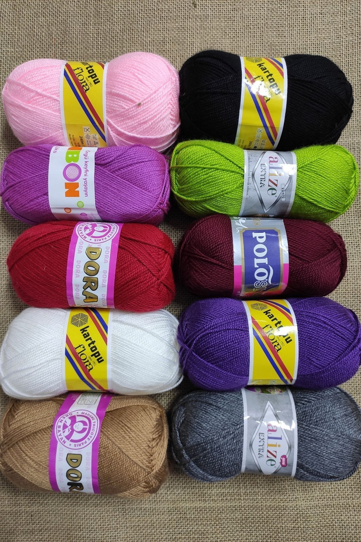 ( 10 Pcs ) Mixed Hand Knitting Yarn Polo Bronze Dora Bootees Rope Set Weft Baby Yarns