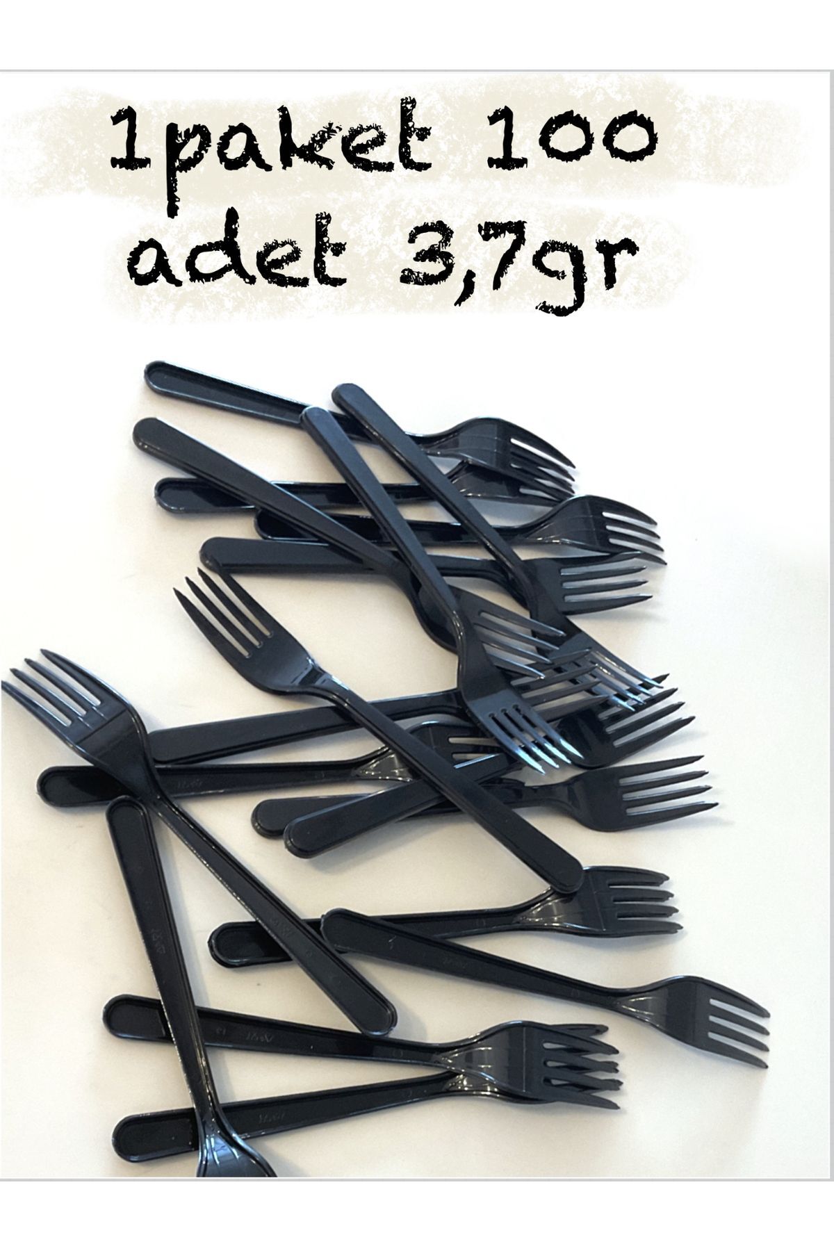 Genel Markalar Plastik Çatal Luks Sert 100 Adet Siyah