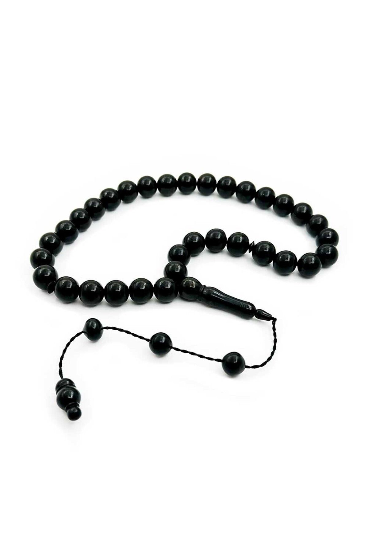 TAŞHAN-12 mm Large Size Erzurum Oltu Prayer Beads with Globe Cut 1