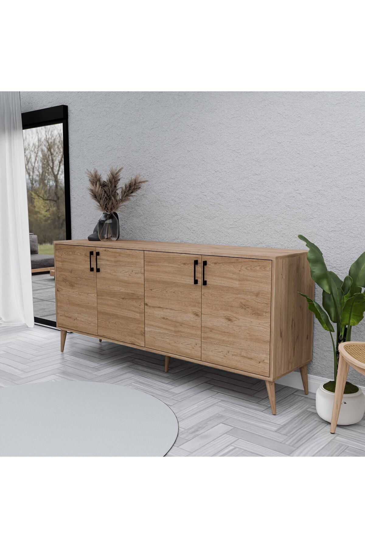 Mezza 1674 Hera 180 Cm (AHŞAP AYAKLI) Modern Konsol Sepet