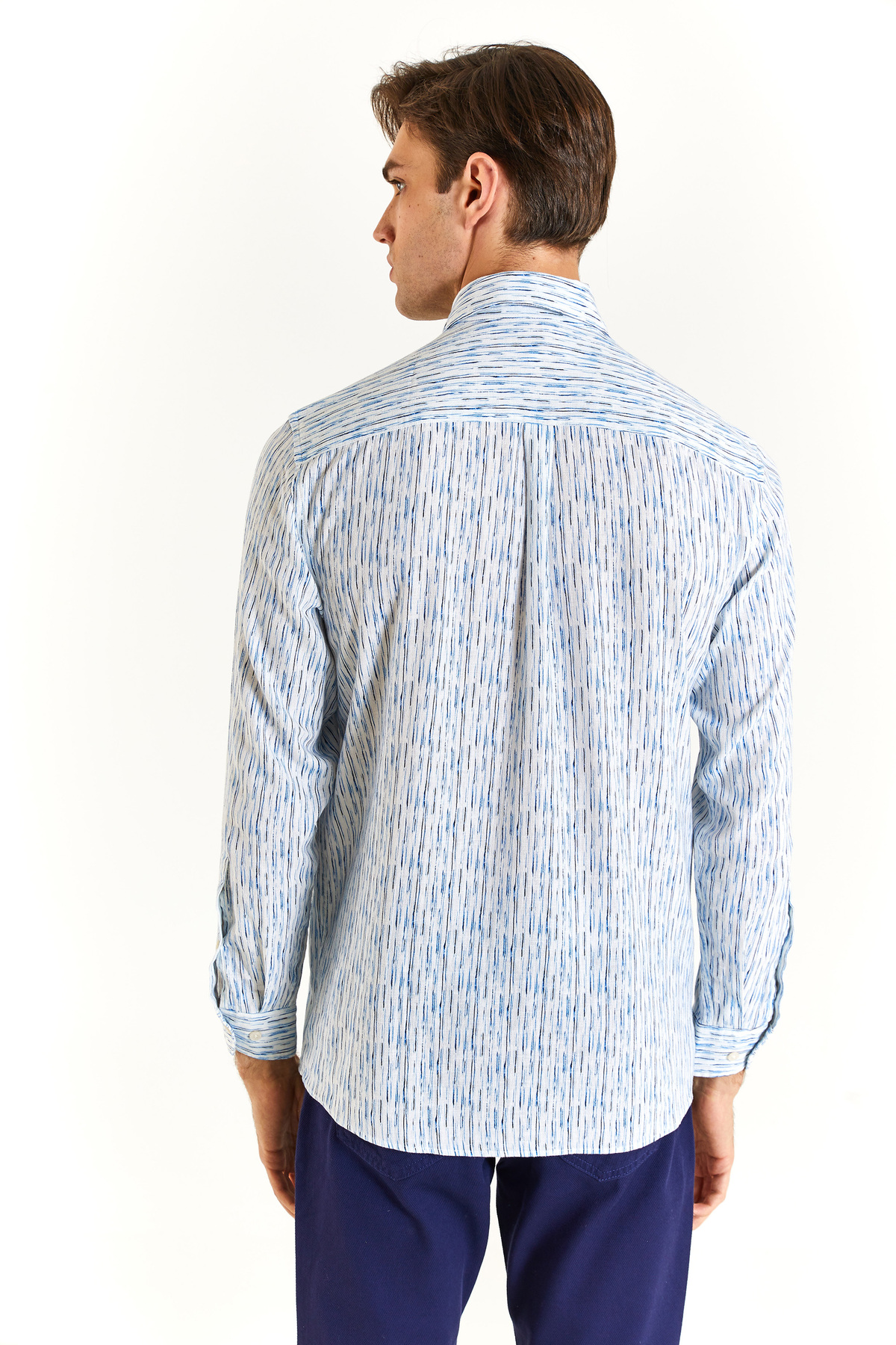 پیراهن مردانه آبی یو اس پولو | 1831175 اورجینال - تصویر 3