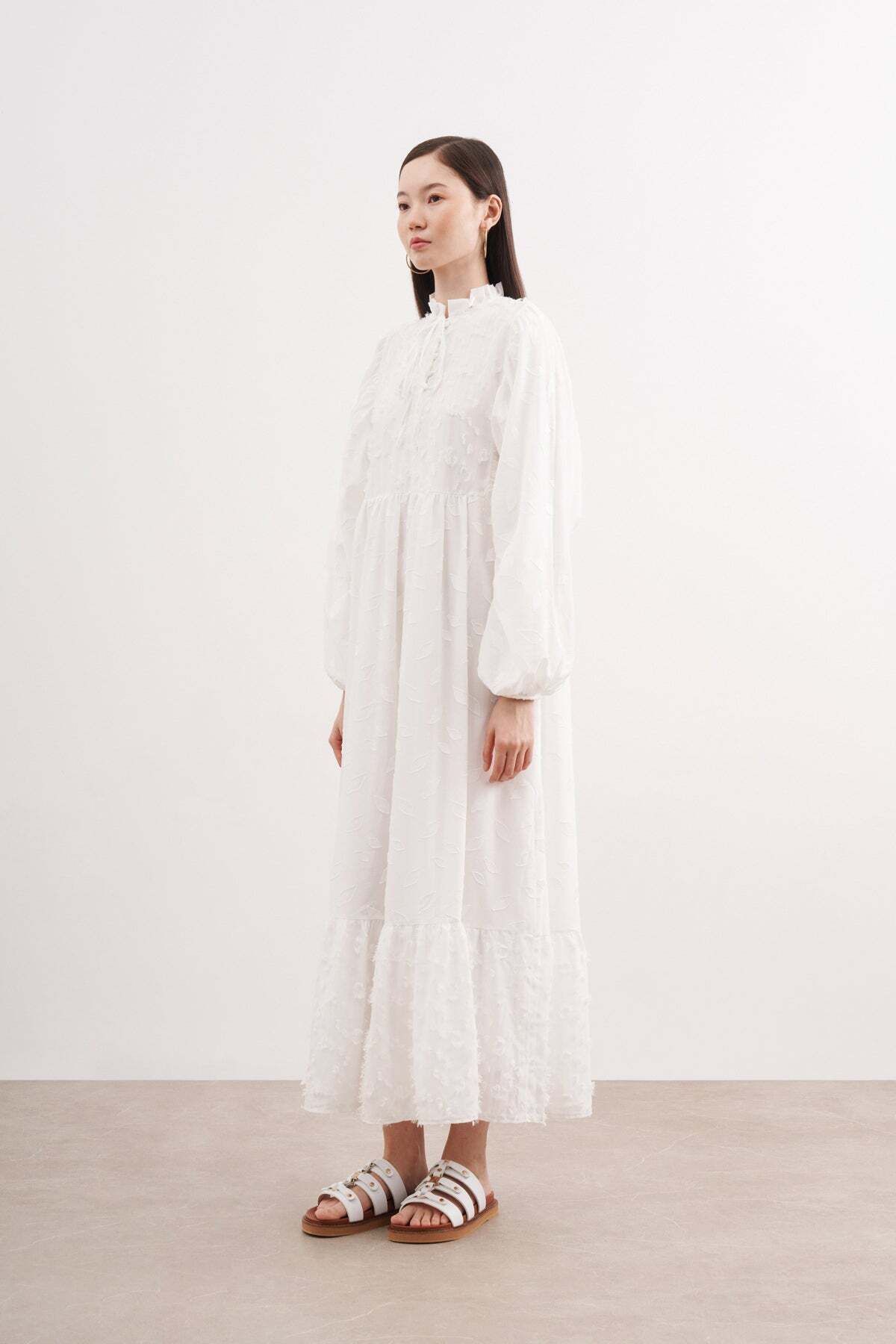FUSHYA-Design de rochie din șifon cu pene 4