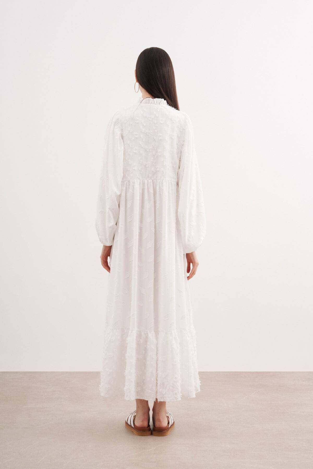 FUSHYA-Design de rochie din șifon cu pene 5