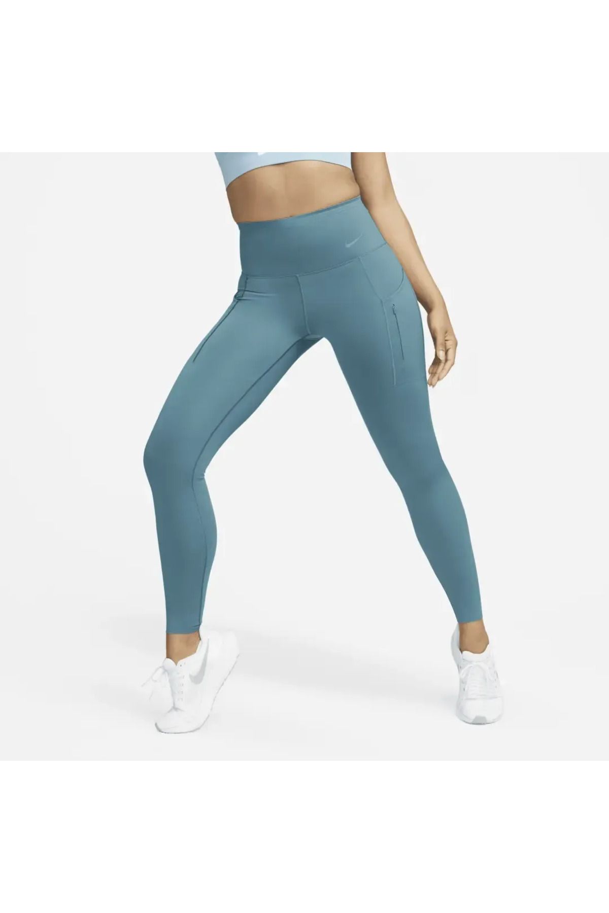 Nike-High Waisted Full Length Women's Leggings with Pockets - Stretchy Supported Style Sports 2