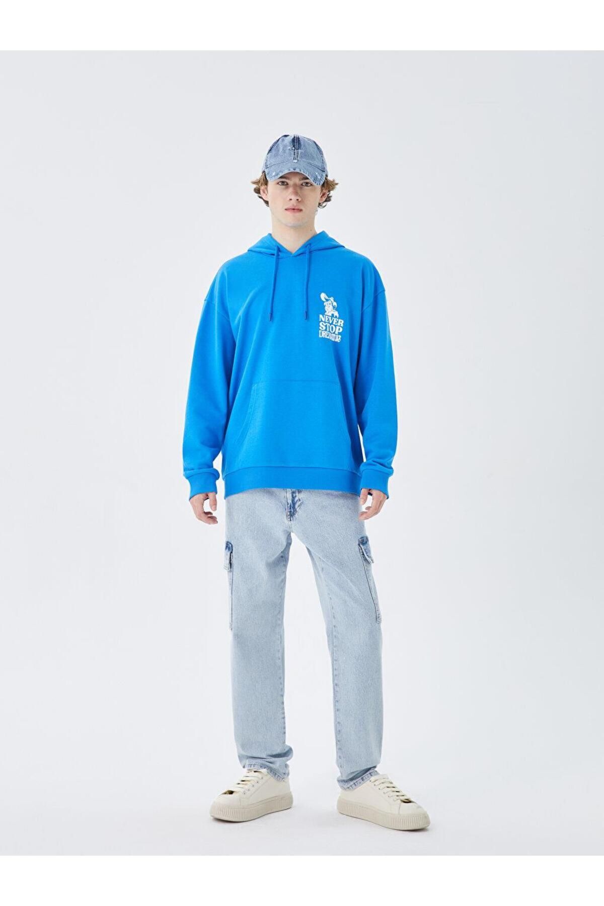 سویشرت مردانه آبی ال سی وایکیکی | W3ID44Z8 اورجینال - تصویر 5