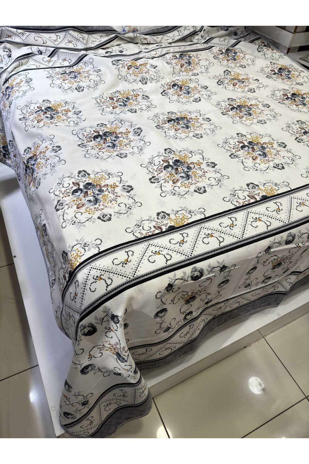 ŞENER HOME-Bouquet Pattern Printed 150x240 CmSingle Single Pike - Gray 3