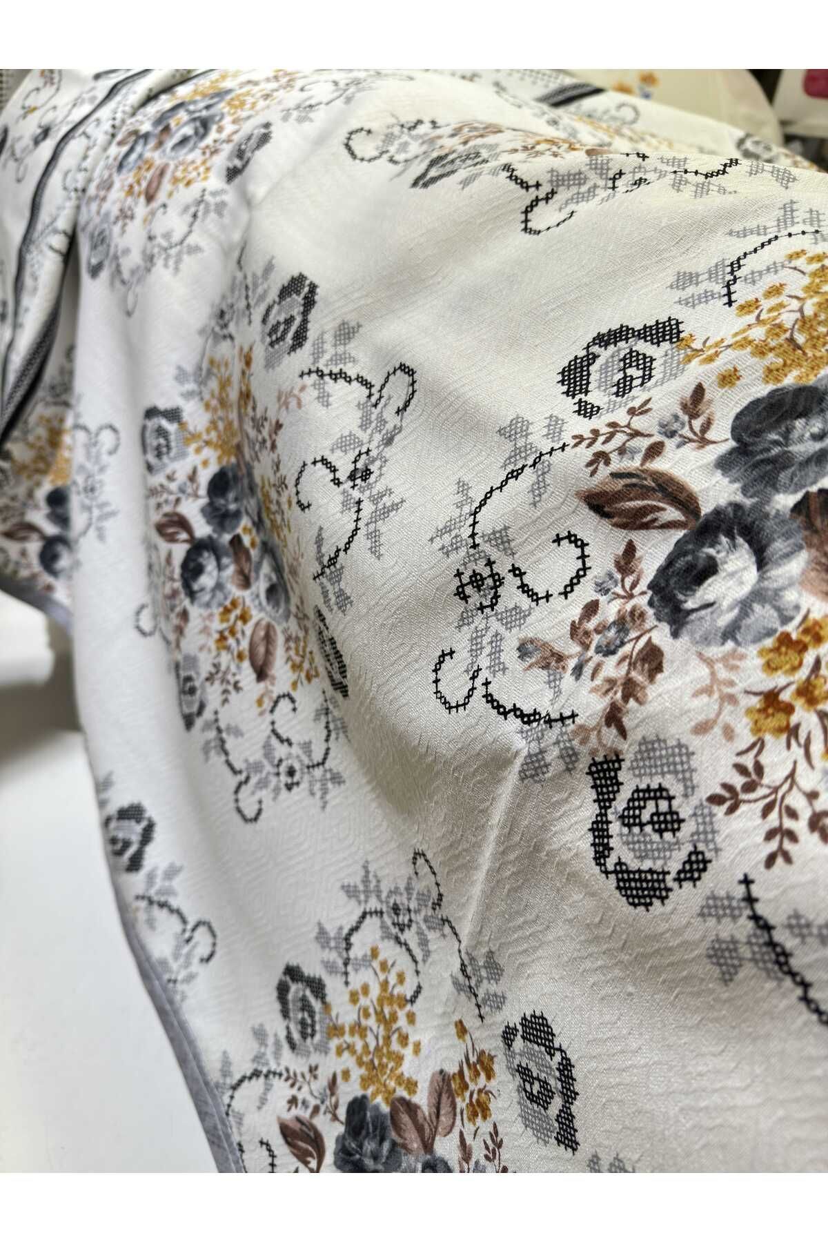 ŞENER HOME-Bouquet Pattern Printed 150x240 CmSingle Single Pike - Gray 6