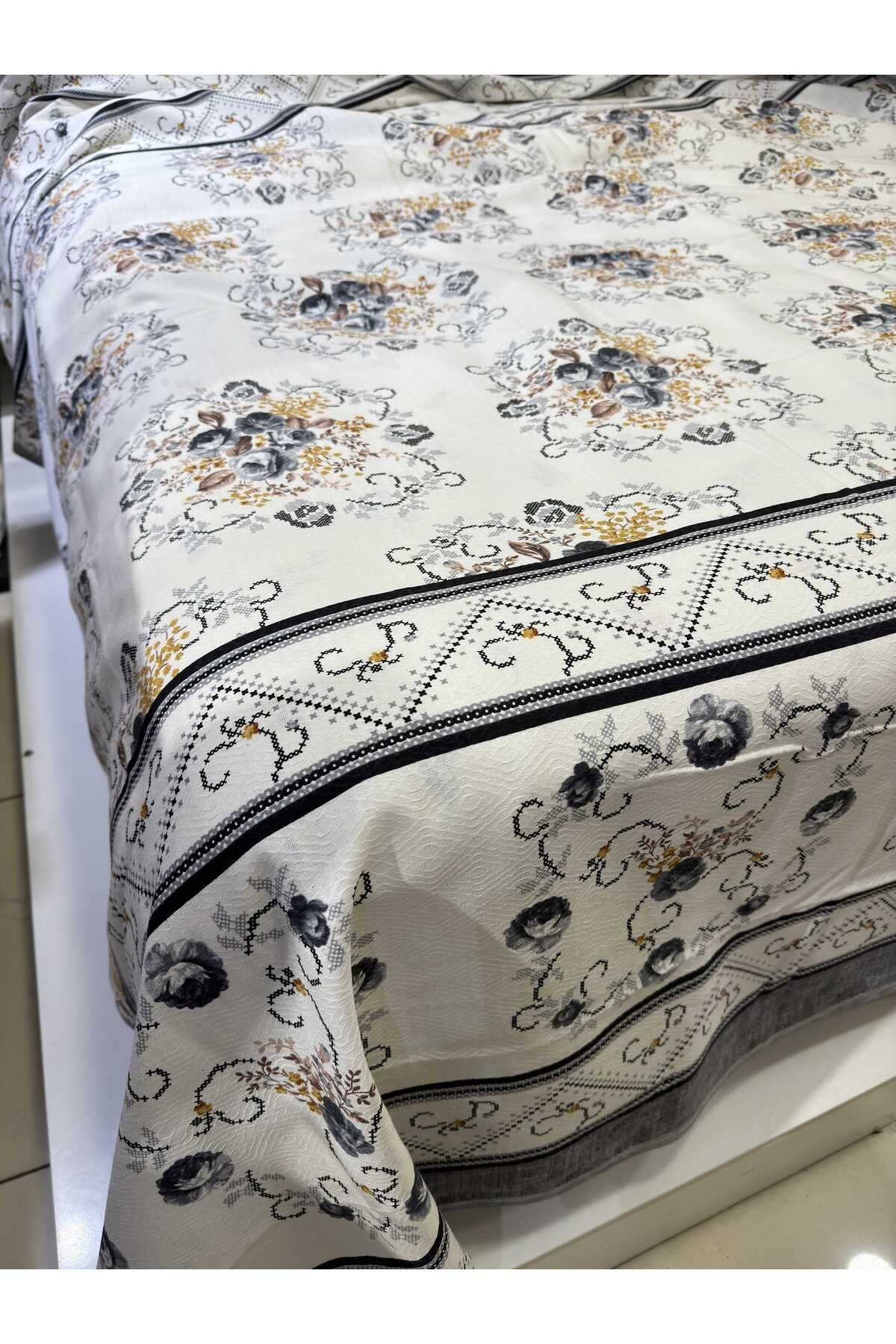 ŞENER HOME-Bouquet Pattern Printed 150x240 CmSingle Single Pike - Gray 8