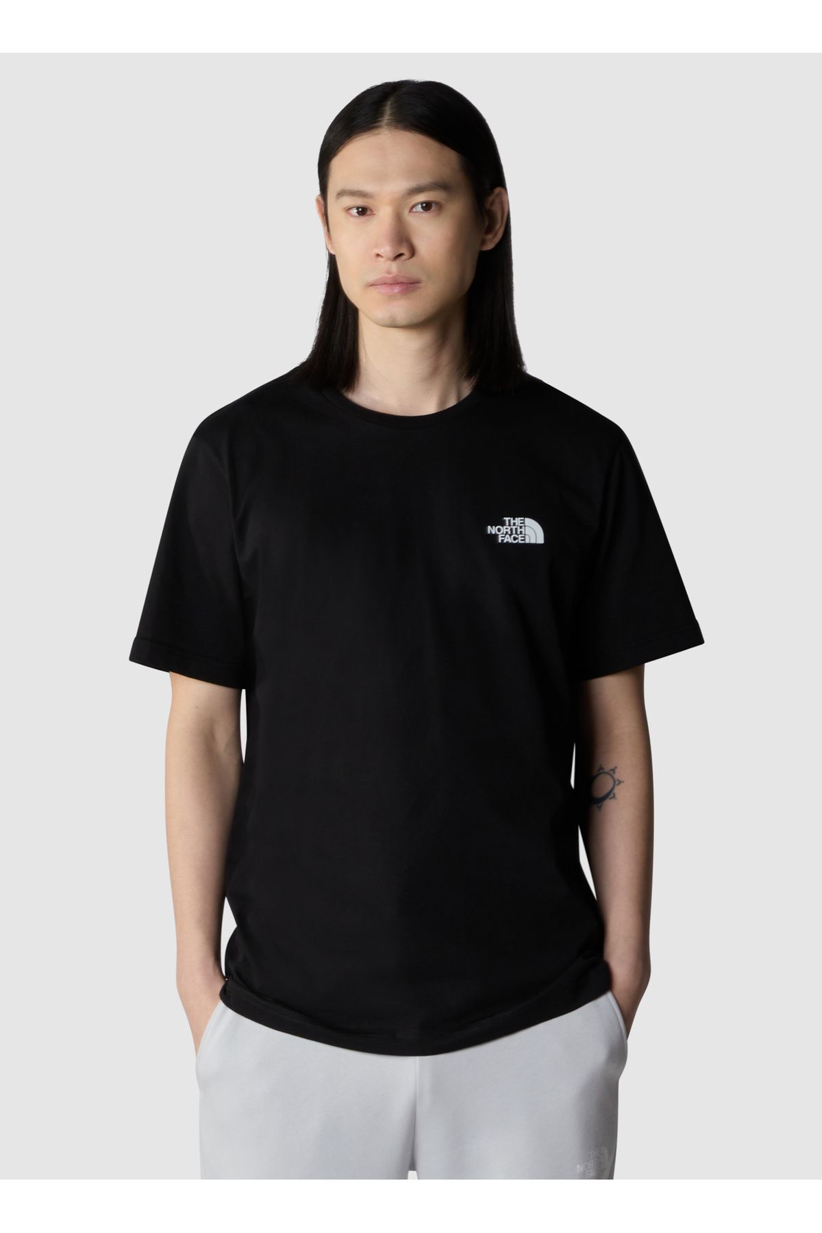 تی شرت مشکی مردانه یقه دوچرخه سیاه و سفید متناسب با طرح دار NF0A8953JK31_M S NSE Graphic The North Face