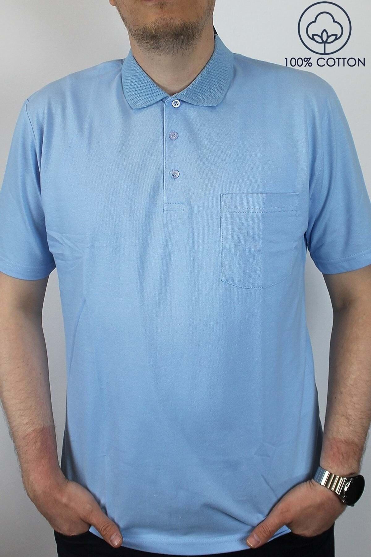 TANİŞ GİYİM Tricou Cu Buzunar Cu Guler Polo În Fagure - 100% Bumbac, Mercerizat, Cu Croială Largă Masculin - 7XL