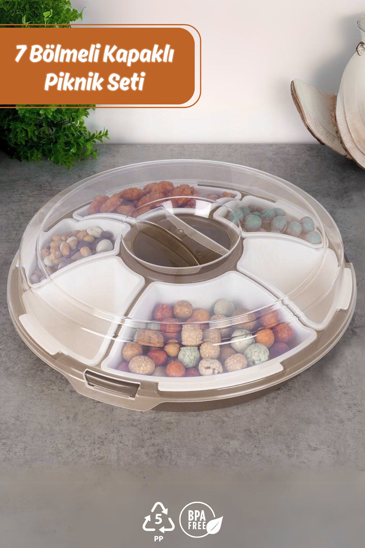 GRİMOR Life 7 Bölmeli Kapaklı Piknik Seti Kahvaltılık Çerezlik