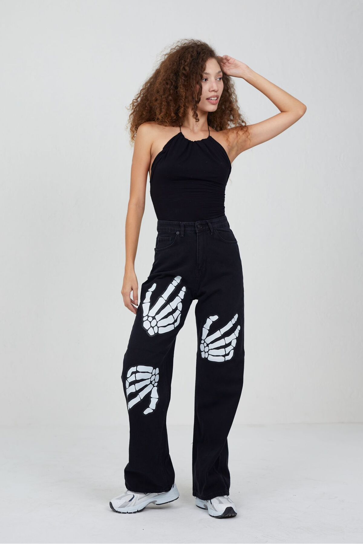Kirazgym-Palazzo Jeans - Skeleton Print Design 1