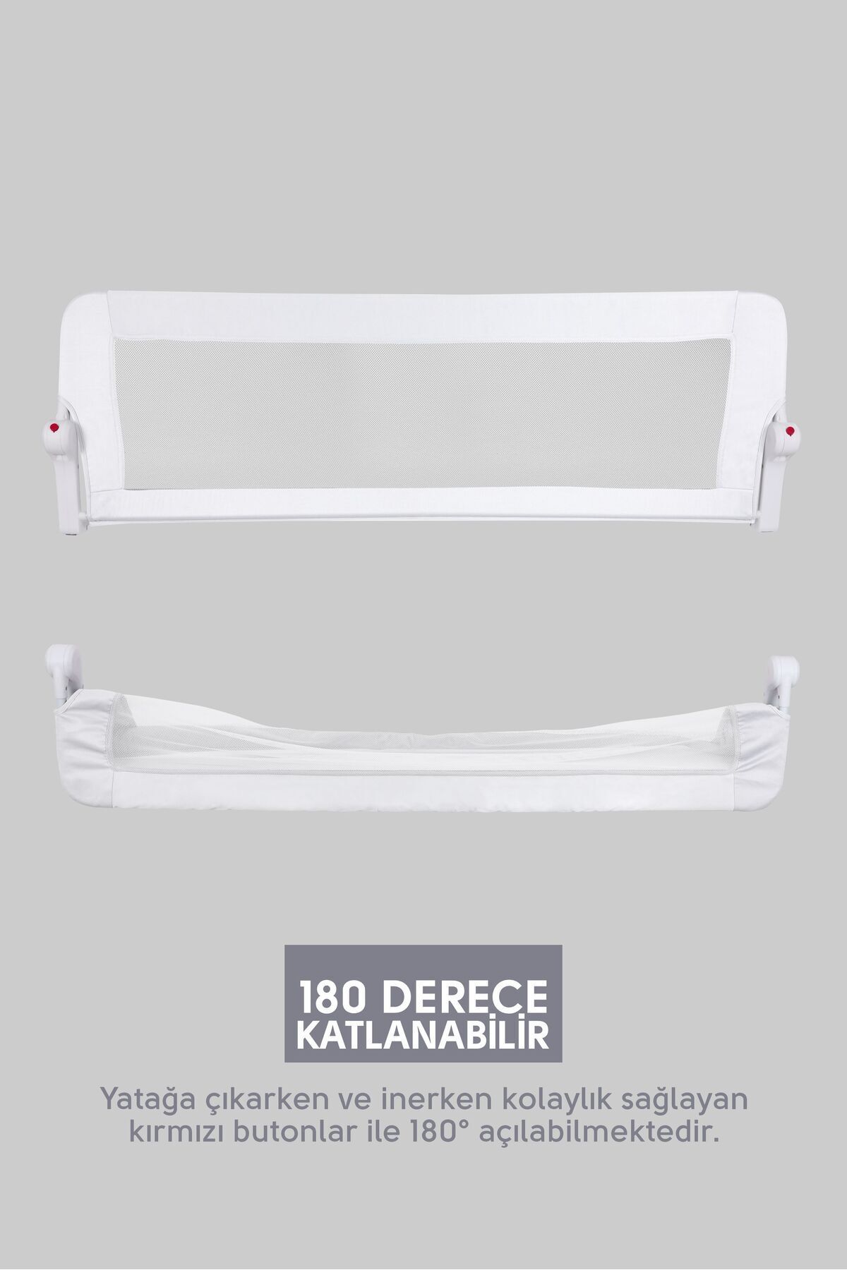 Bebeck 150cm. Beyaz, Katlanabilir, Yatak Bariyeri 150 Cm. Bariyer fotoğrafı 4 (önizleme)