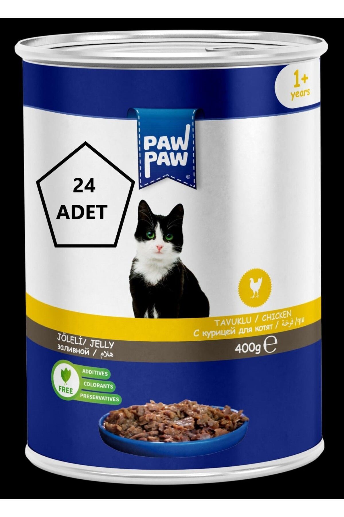 PawPaw joleli Tavuklu Yetişkin Kedi Konserve 400gr 24'lü