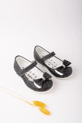 Kız Bebek Siyah Simli Ayakkabı ENG01