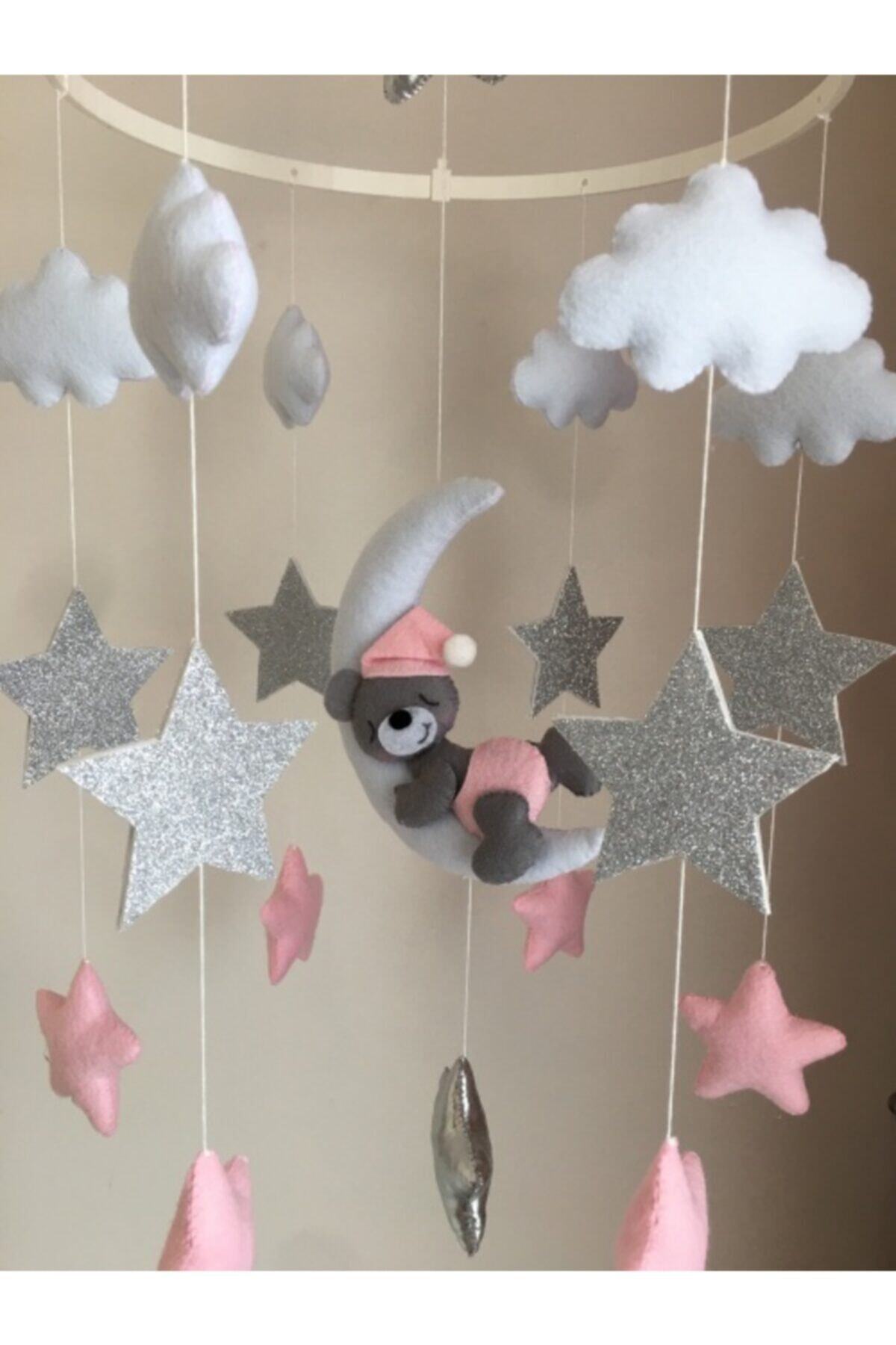 Keçeli parti hayalleri Kurmalı Müzik Kutulu Dönence Beşik Müzik Kutulu Ay-ayıcıklı Açık Pembe Beyaz Gri fotoğrafı 4 (önizleme)