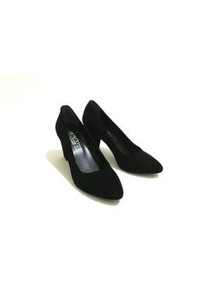 Kadın Kalın Topuklu Günlük Rahat Ayakkabı - Siyah Süet Model BURCU KALIN TOPUK