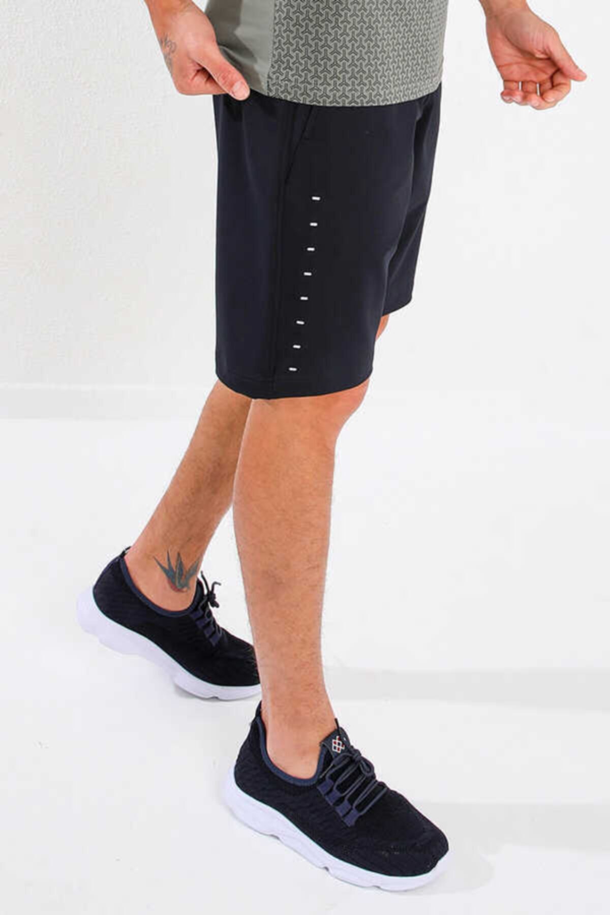 شلوارک برمودا  مردانه پنبه ای آبی سرمه ای  راسته Slim Fit/اسلیم فیت فاق نرمال   Slim/اسلیم فیت Daily/روزانه | FORINNS F10ER-03202 - تصویر 3
