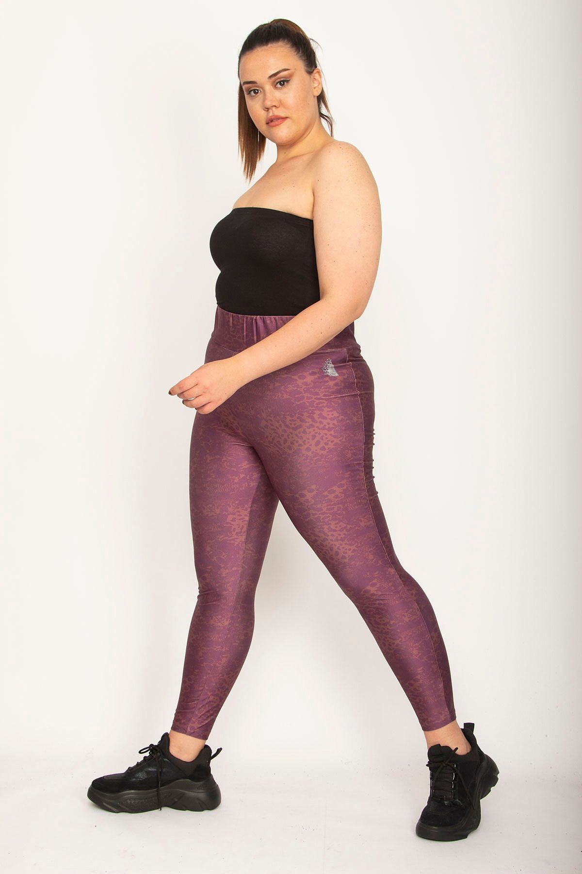 Şans Women's Large Size Purple Sports Leggings Trousers 65n26619