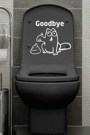 Good Bye | Kedi Klozet Kapağı Sticker | Banyo Wc Sticker STC28
