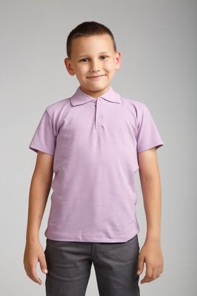 Erkek Çocuk Penye Polo Yaka Lila T-shirt PT999