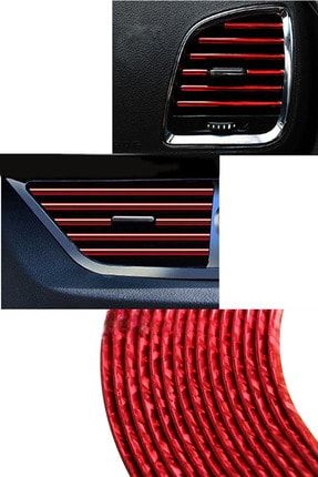 Araç Içi Klima Izgara Hava Çıkış Dekoratif Şeritler Klima Şerit Sedefli Kırmızı SedefliKırmızı