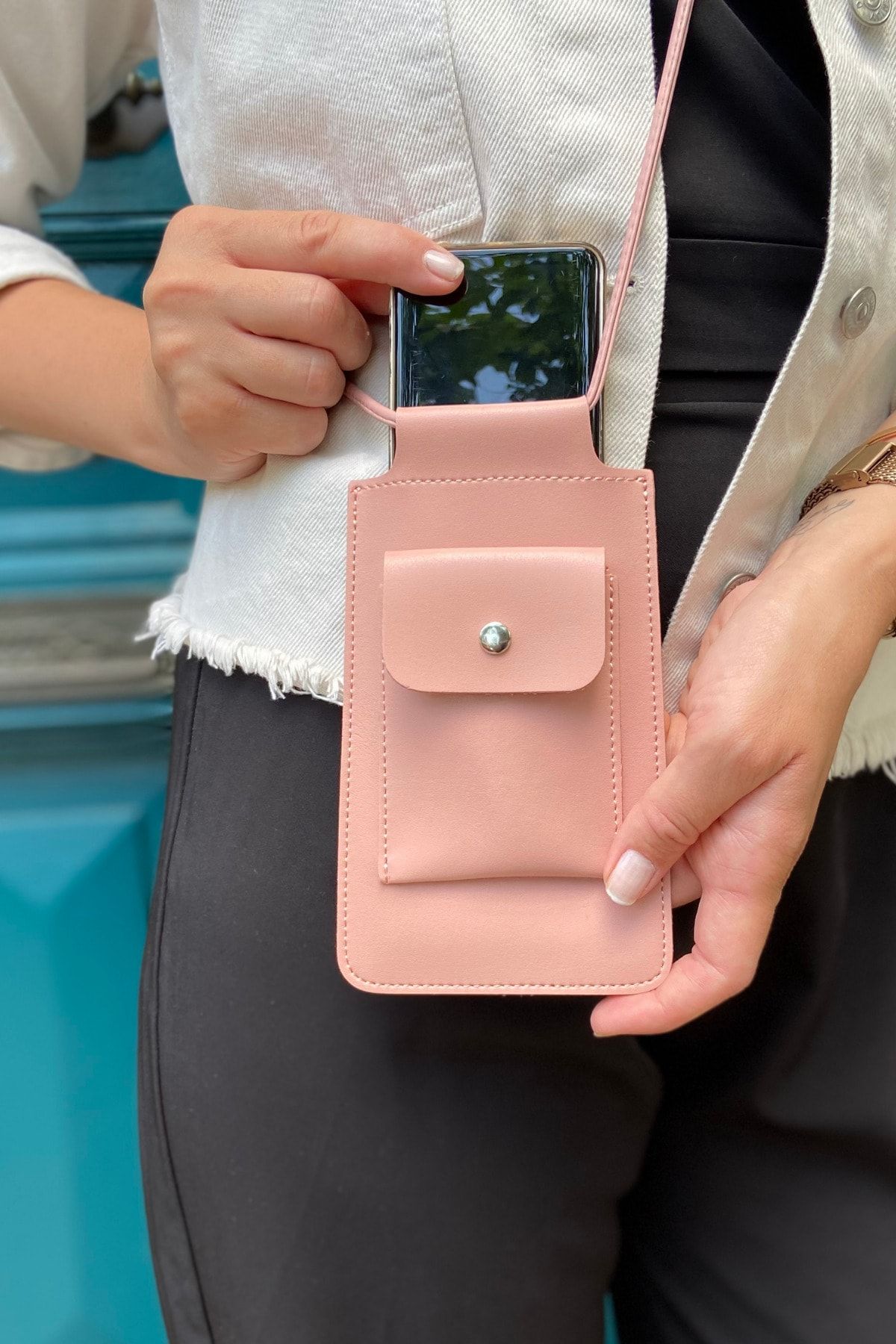 dk leather Women s Pink Small Phone Bag Case with Shoulder Strap Hiking Bag with Card Compartment