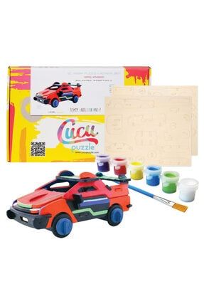 Çocuk Puzzle Ve Yapboz, Eğitici Ve Öğretici Ahşap Puzzle, 3d Puzzle,yarış Arabası Puzzle Boyama ARB01