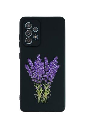 Samsung A32 Mor Çiçekler Premium Silikonlu Siyah Telefon Kılıfı MCSAMA32LMRCCKLR