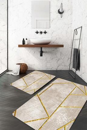 Çizgili Gold Bej Banyo Paspası PS-PS-623